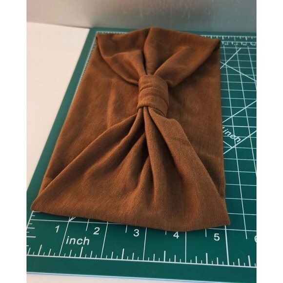 Brown Knit Headwrap Hairband Soft Stretchy Headband Fabric Unisex Sweatband - Picture 5 of 8
